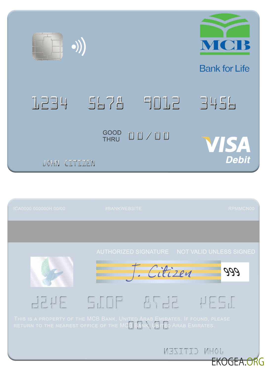 Carte de débit visa MCB Bank des Émirats arabes unis